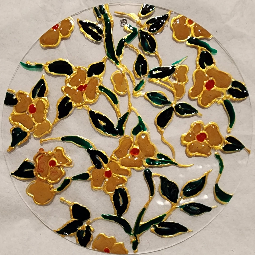 🌸 Hand-Painted Floral Bloom – 4" Acrylic Art Disk