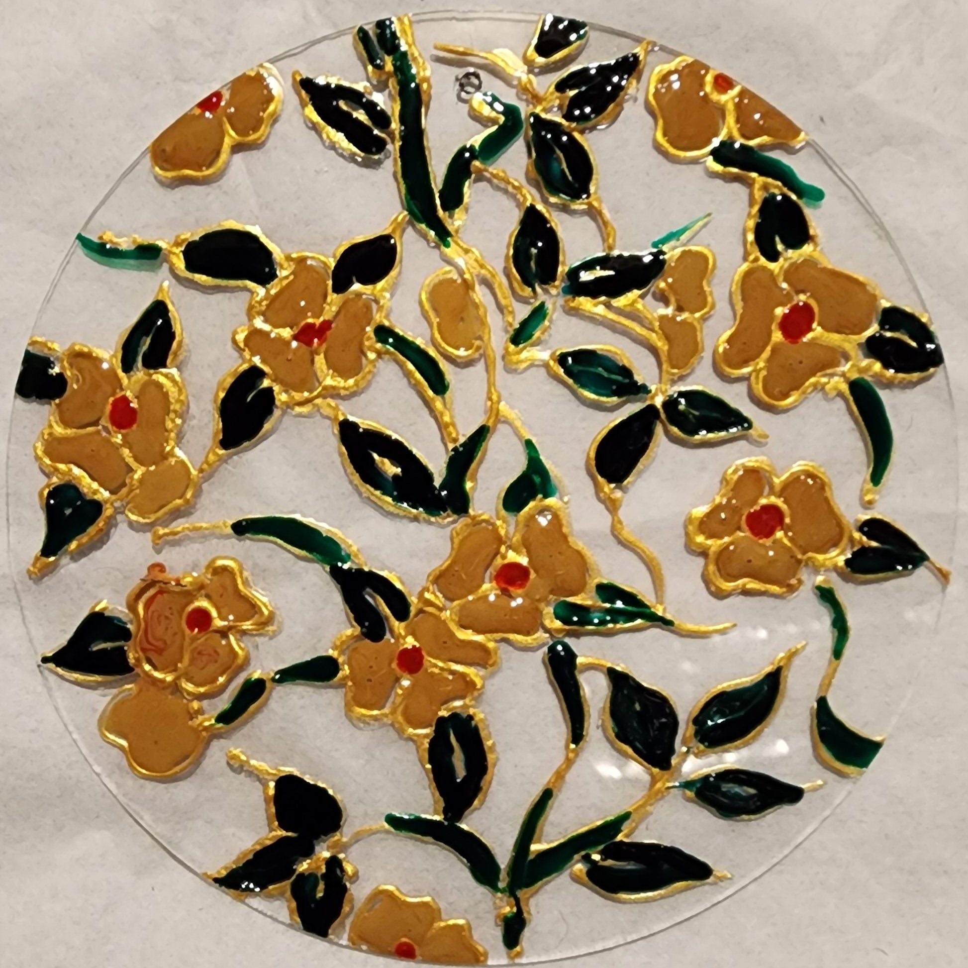 🌸 Hand-Painted Floral Bloom – 4" Acrylic Art Disk