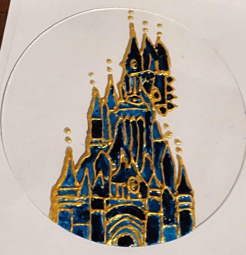 🏰 Midnight Majesty – 4" Hand-Painted Acrylic Castle Disk