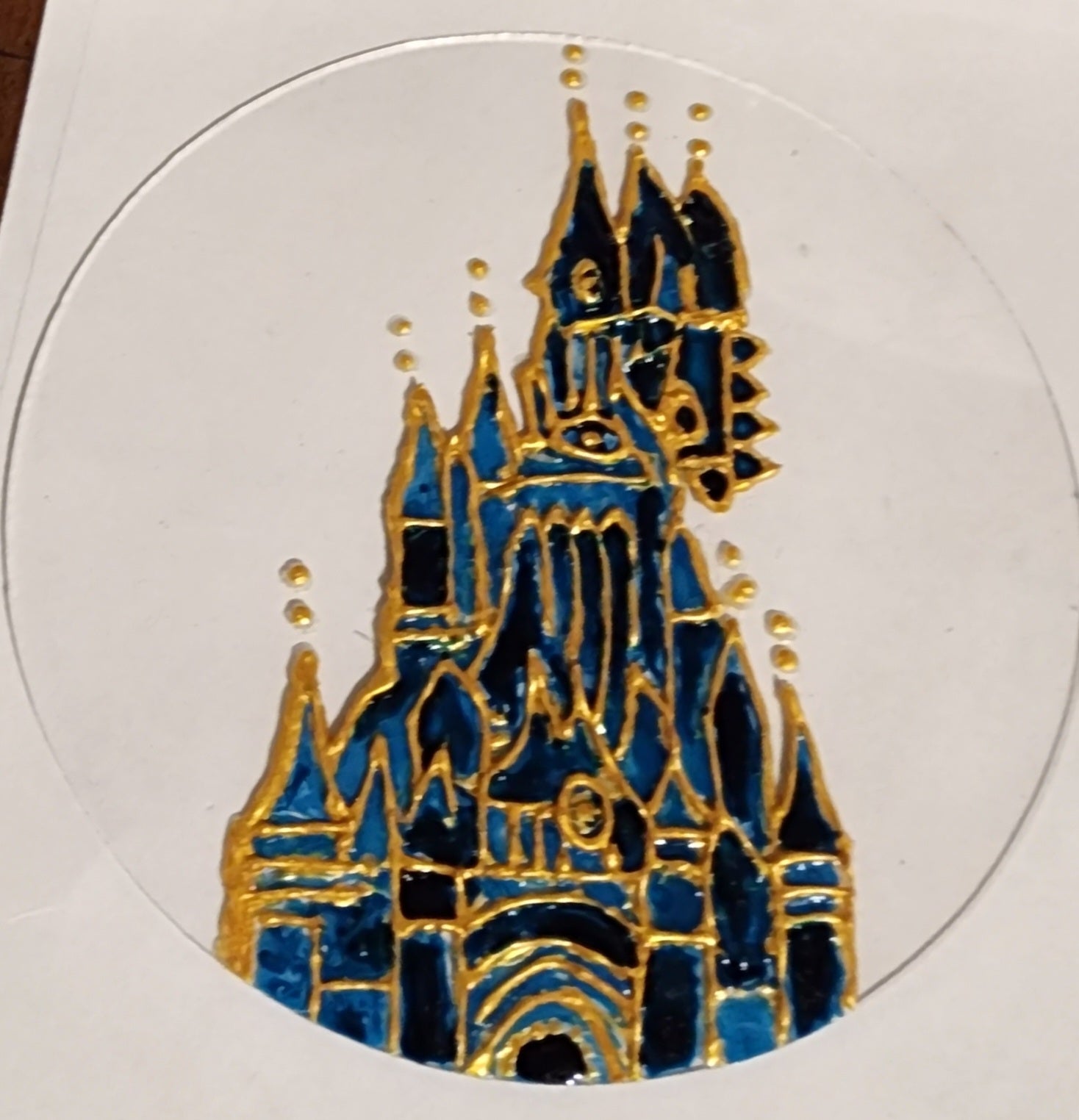🏰 Midnight Majesty – 4" Hand-Painted Acrylic Castle Disk