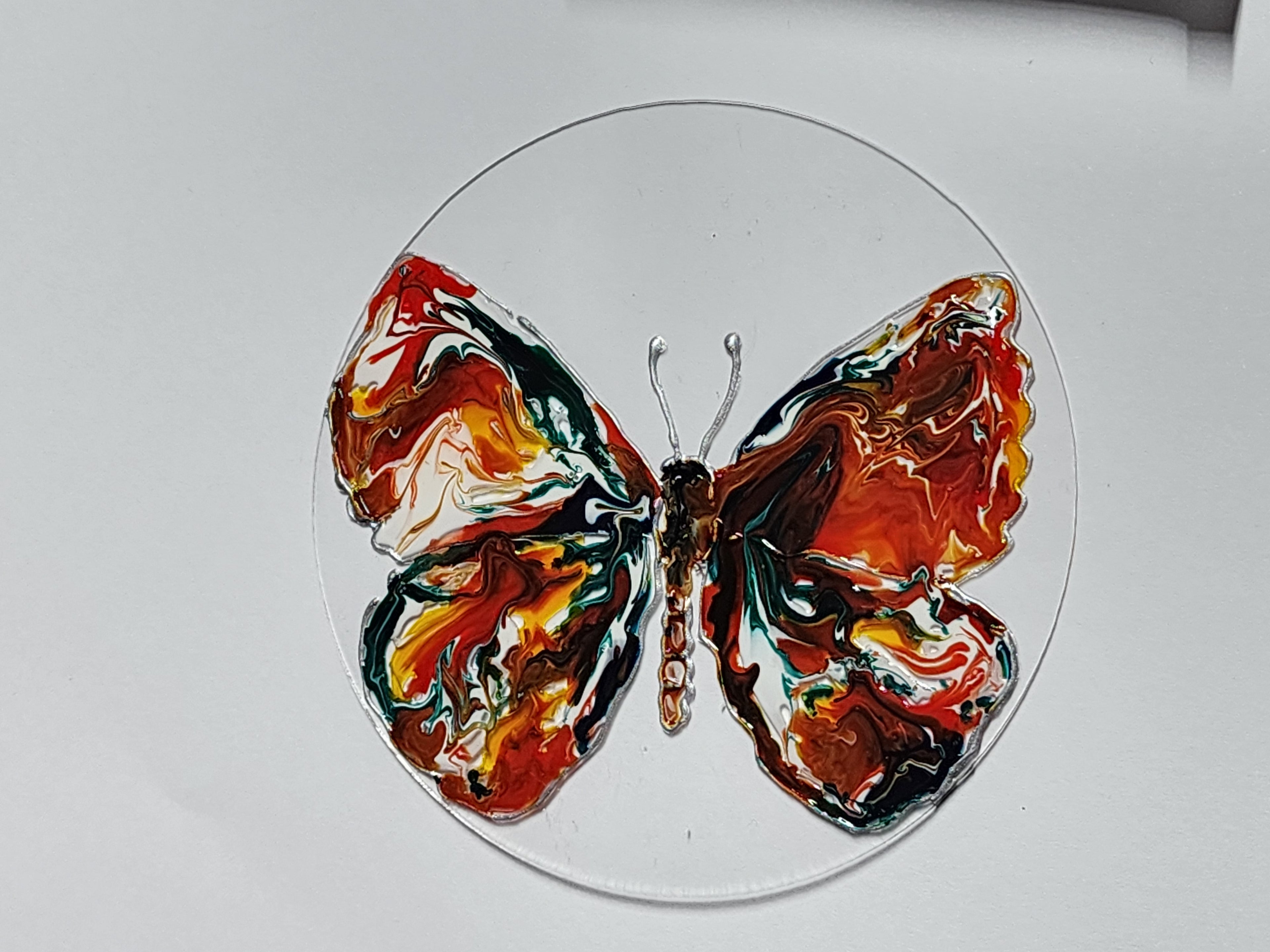 🦋 Marbled Monarch – 4" Hand-Painted Butterfly Acrylic Disk
