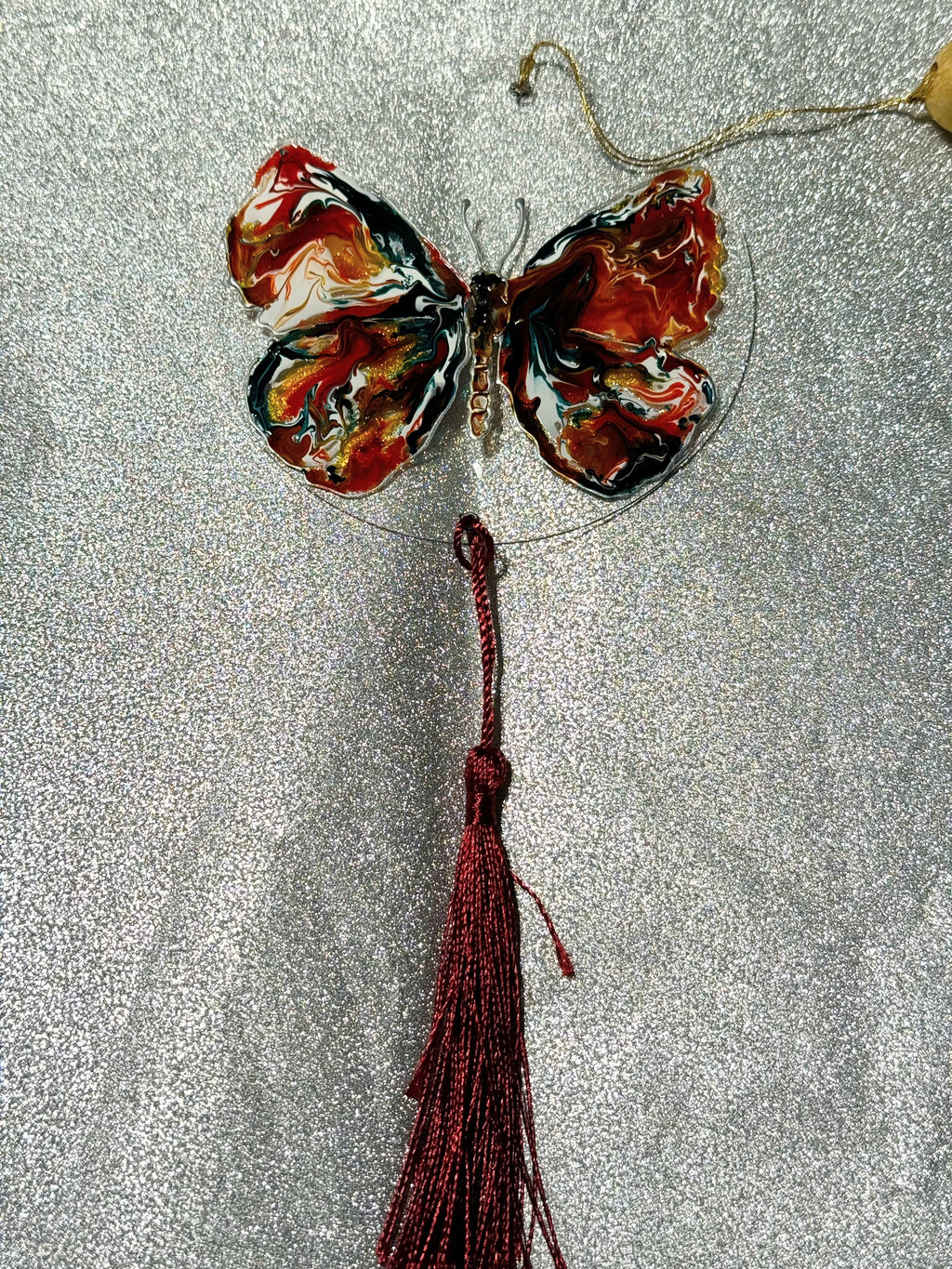🦋 Marbled Monarch – 4" Hand-Painted Butterfly Acrylic Disk