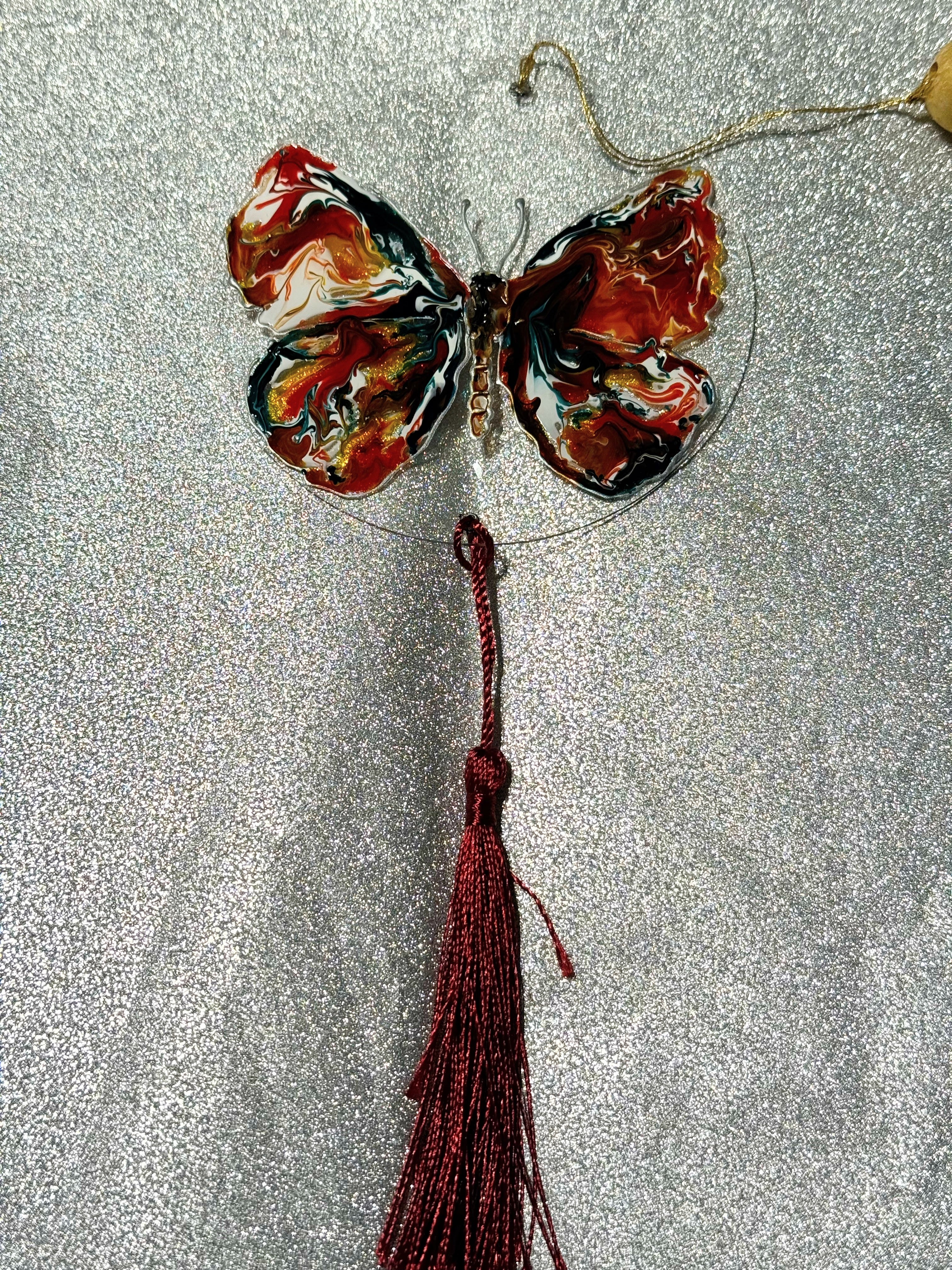 🦋 Marbled Monarch – 4" Hand-Painted Butterfly Acrylic Disk