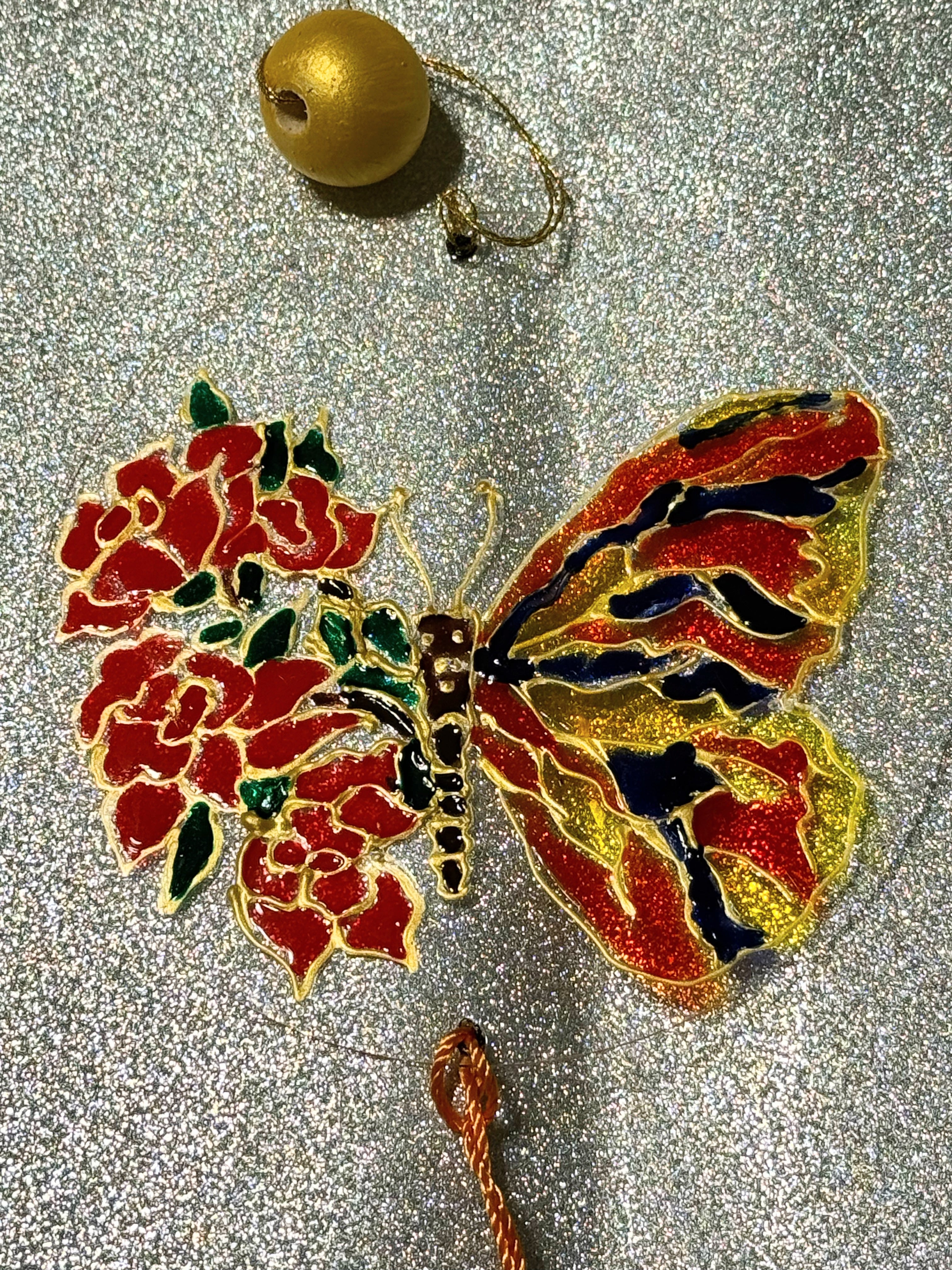 🦋 Royal Ember – 4" Hand-Painted Butterfly Acrylic Disk
