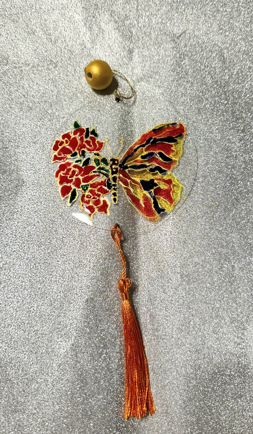 🦋 Royal Ember – 4" Hand-Painted Butterfly Acrylic Disk