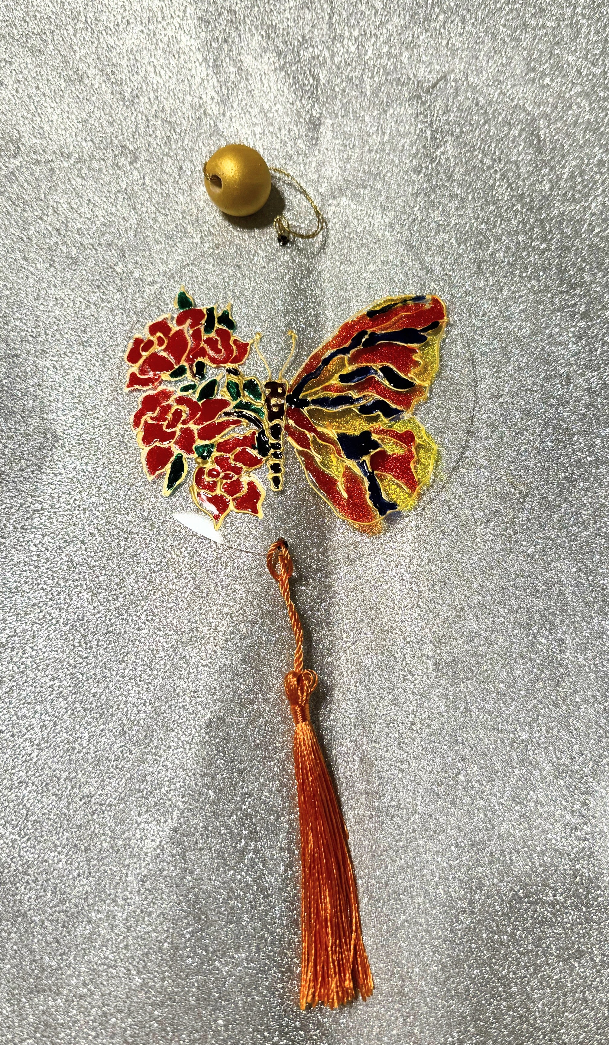 🦋 Royal Ember – 4" Hand-Painted Butterfly Acrylic Disk