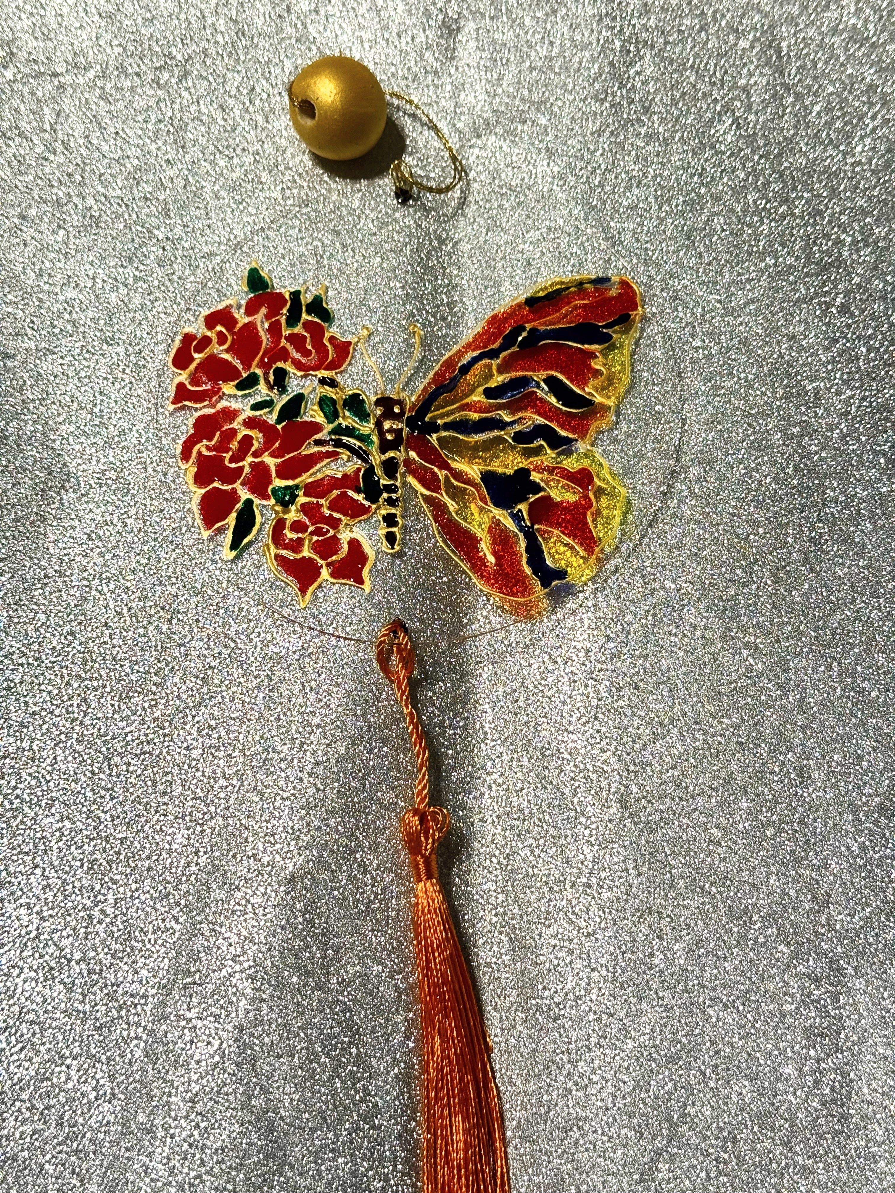 🦋 Royal Ember – 4" Hand-Painted Butterfly Acrylic Disk
