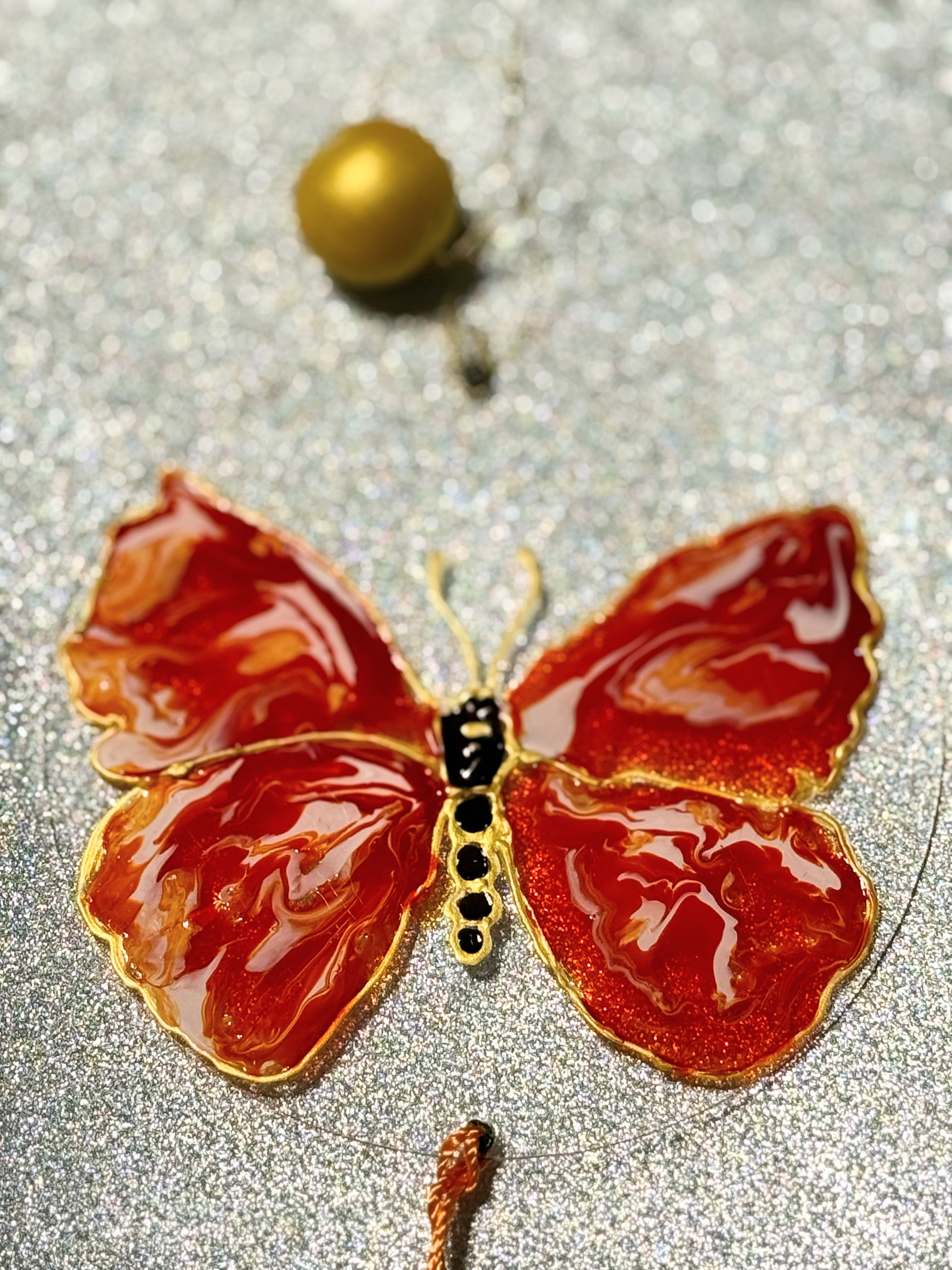🦋 Crimson Bloom – 4" Hand-Painted Butterfly Acrylic Disk