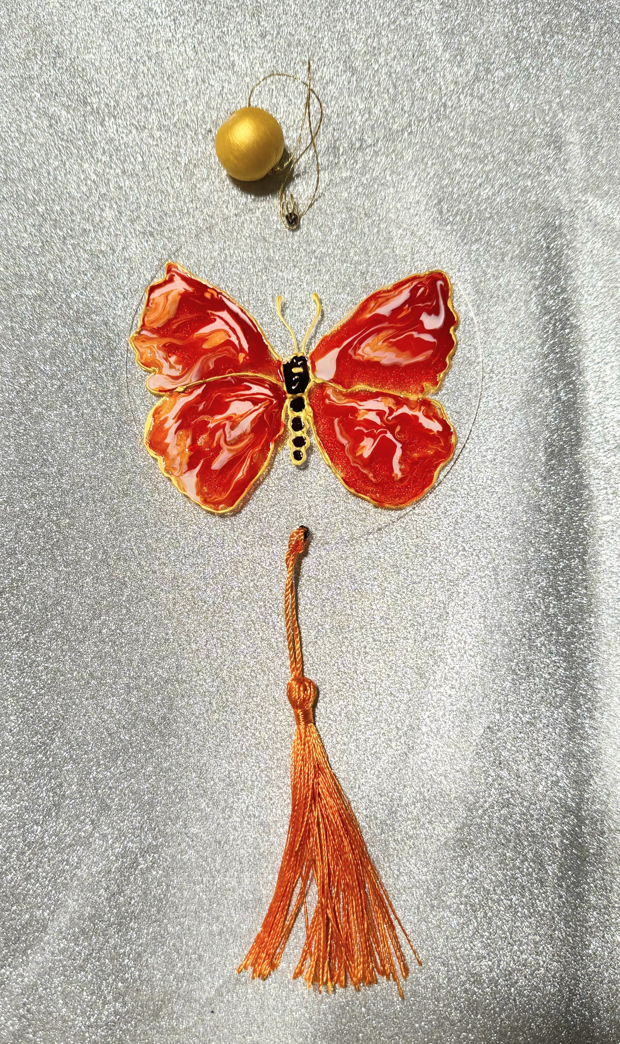 🦋 Crimson Bloom – 4" Hand-Painted Butterfly Acrylic Disk