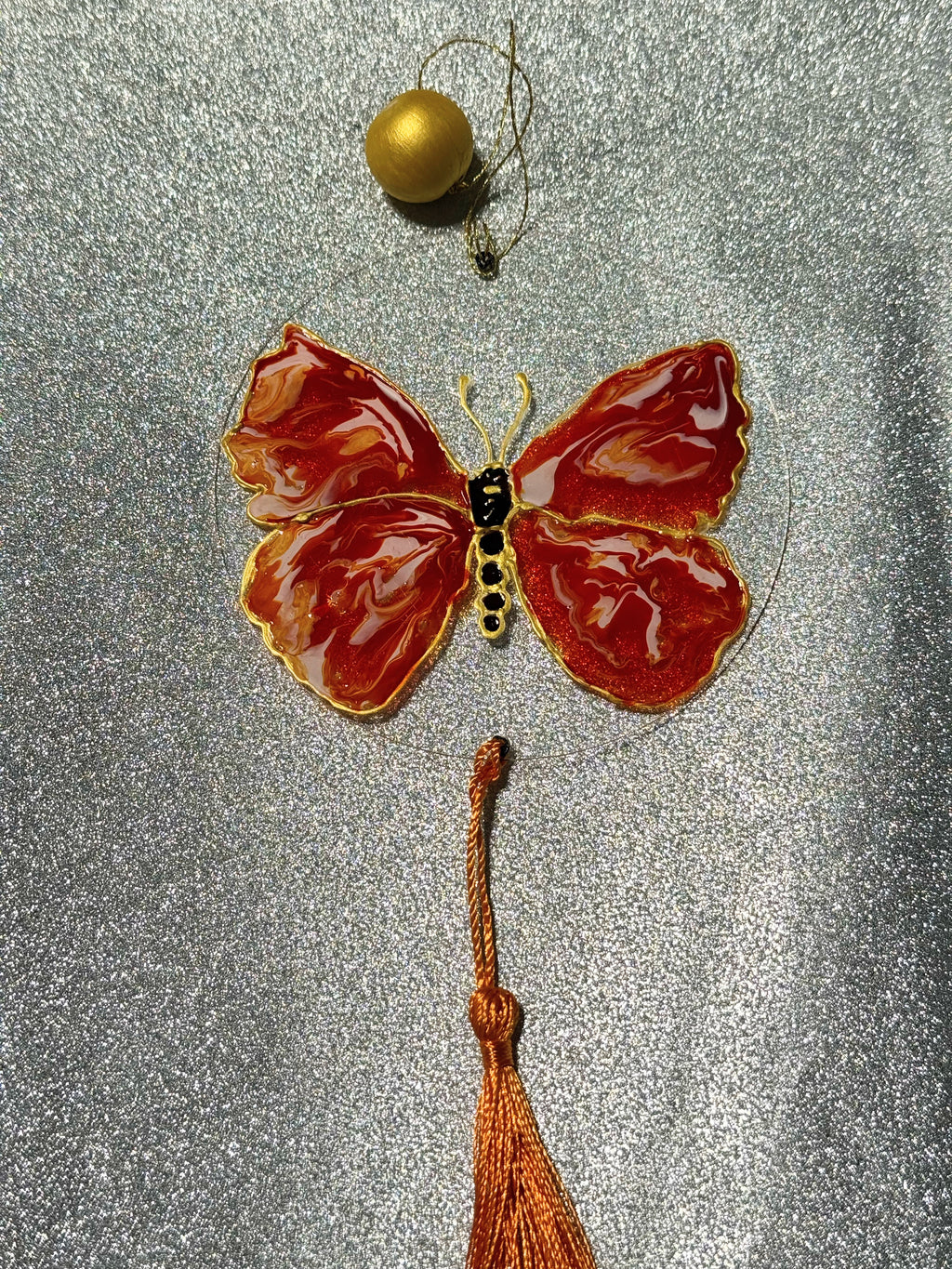 🦋 Crimson Bloom – 4" Hand-Painted Butterfly Acrylic Disk