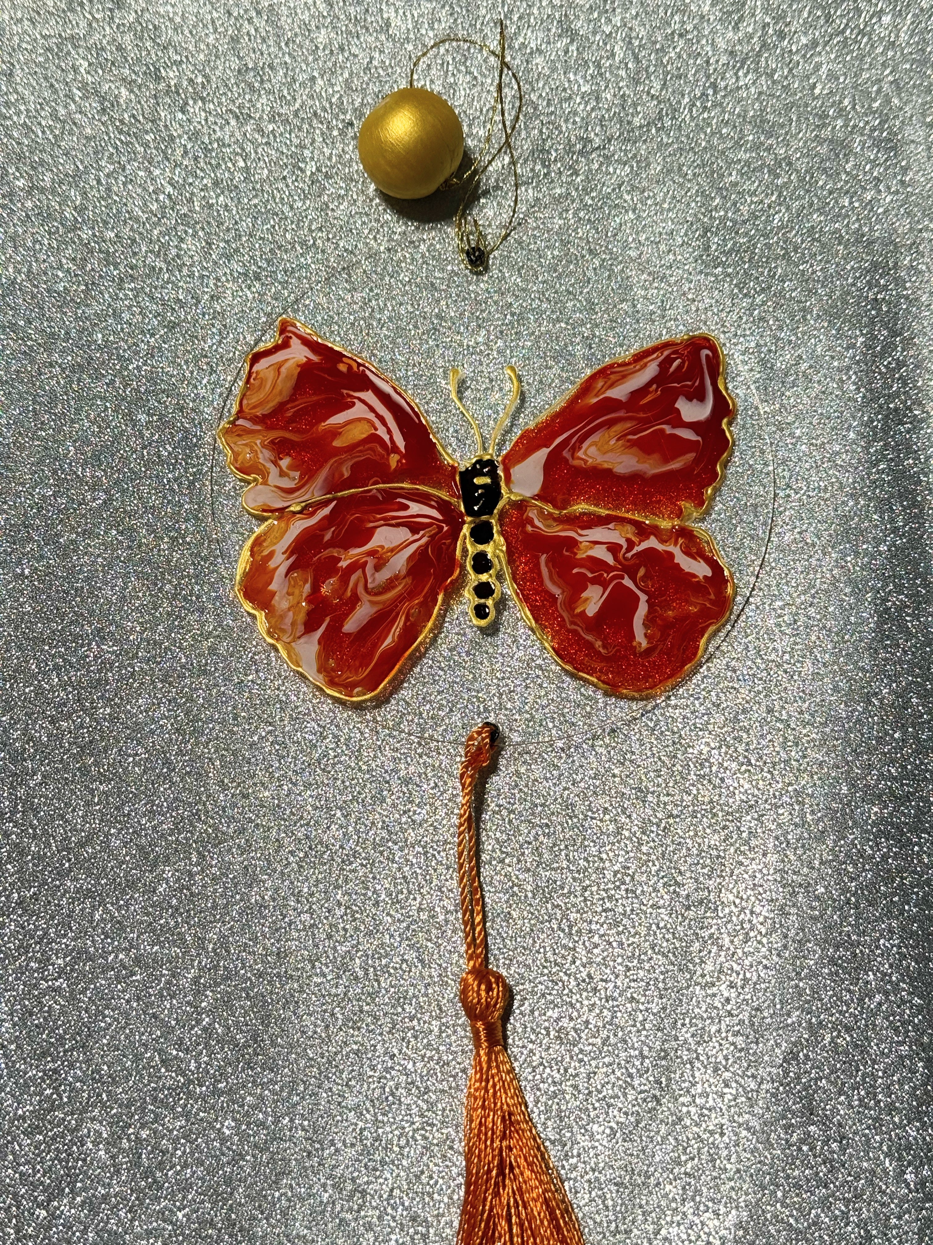 🦋 Crimson Bloom – 4" Hand-Painted Butterfly Acrylic Disk