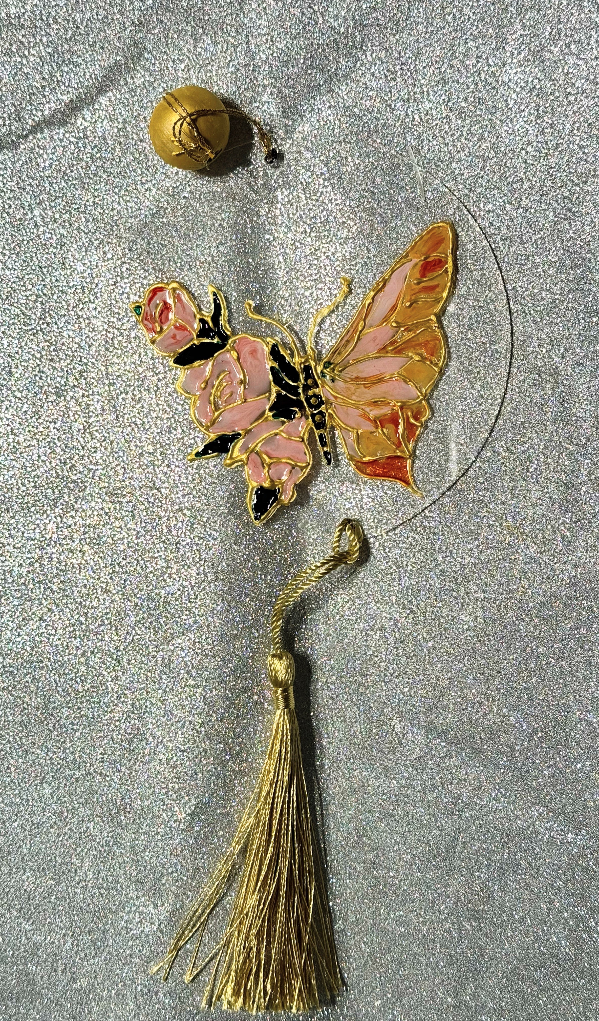🌹🦋 Rosé Wings – 4" Hand-Painted Butterfly Acrylic Disk